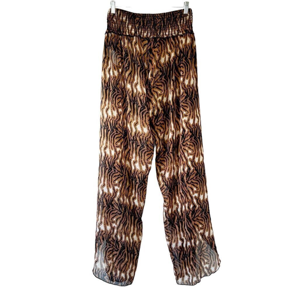 RACHEL Rachel Roy Harem Pants High Rise Wide Split Leg Tulip Hem Animal Print  L - Picture 4 of 6